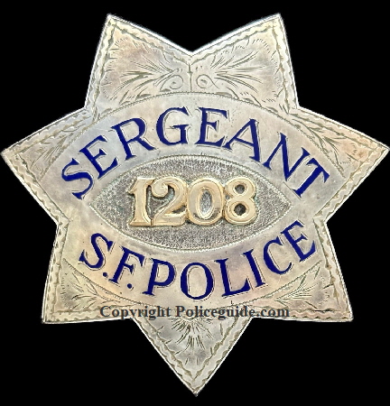 San Francisco Police Sergeant sterling Star 1208, made by Mario Sabatino Jewelry and issued to George V. Curtis who was appointed July 1, 1927.