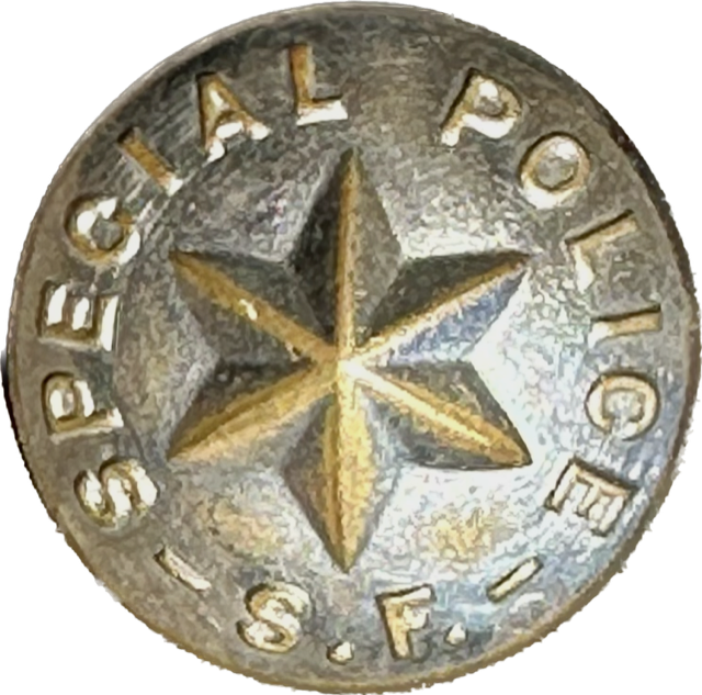 SFPD Special police button made by W. S. Mancke & Co.