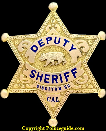 Siskiyou Co. Deputy Sheriff star of Thorne D. West, hallmarked Ed Jones & Co. Oakland, CAL Gold Front.