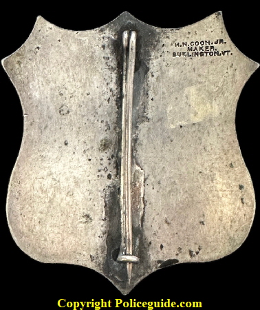 City Police shield made by H.N. Coon Jr. Maker
