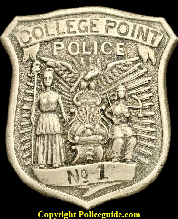 College Point Police No. 1 shield.  1870’s - 1880’s