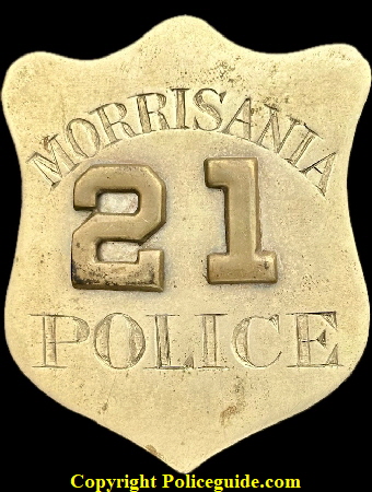 Morrisania Police shield No. 21.  1850’s - 1860’s