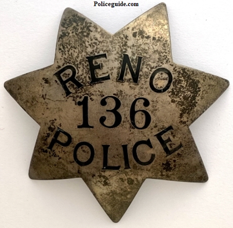 Reno PD badge 136, sterling silver.