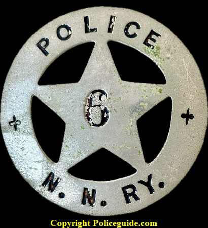 Northern Nevada Railway Police badge No. 6, made by C. D. Reese 57 Warren St. New York.  