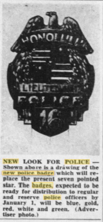 Honlulu Advertiser September 16, 1950 new shield