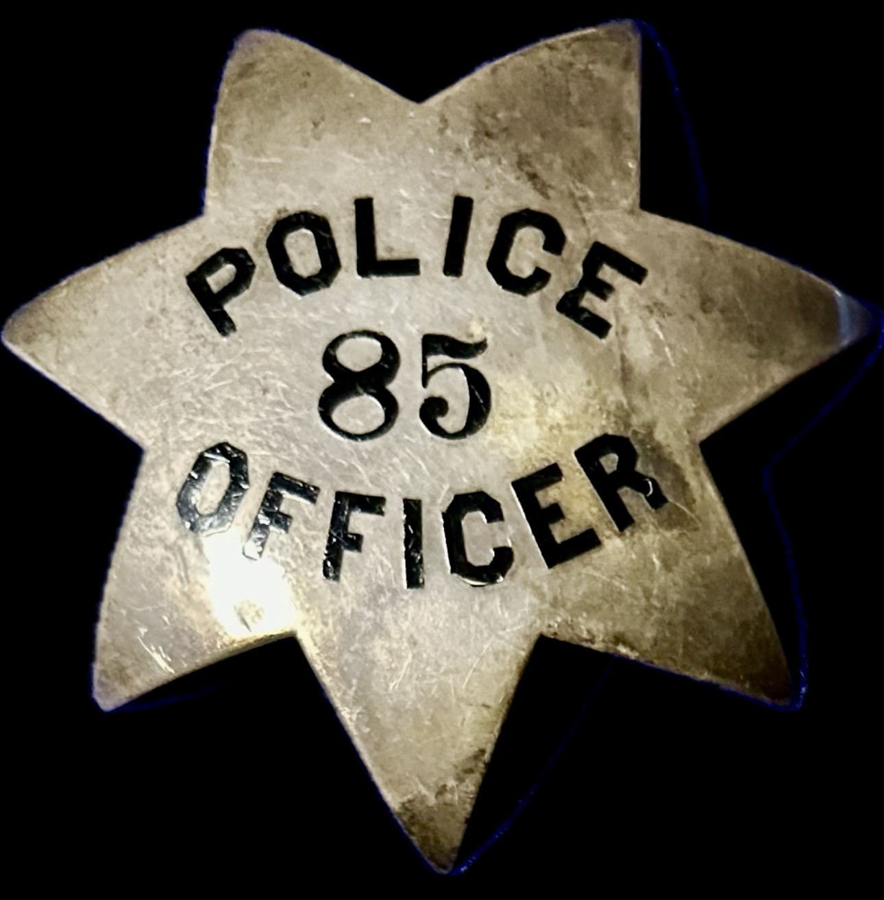 Oakland Police Star No. 85 worn by M. O�Reilly who was appointed to the department on 10-10-1906.  Made of sterling silver.  