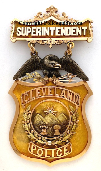 Superintendent Cleveland Police presentation badge to Jacob W. Schmitt on his 25th anniversary with the department., dated May 20th, 1882