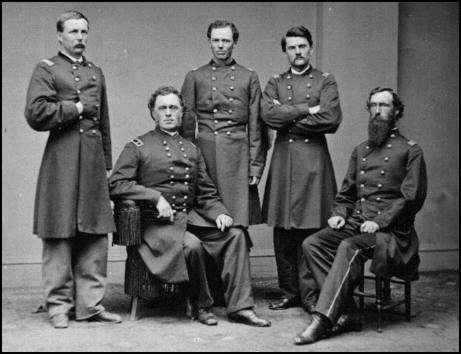 James Blair Steedman seated and Staff, American Civil War.