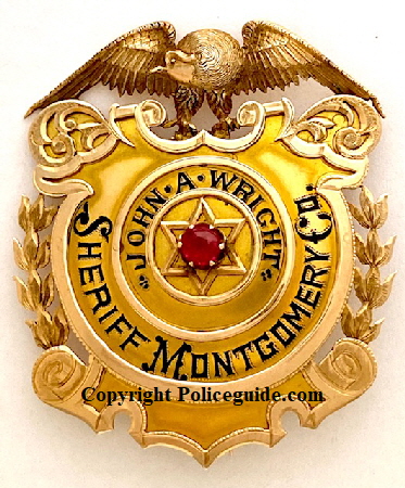 14k & 18k gold Jeweler made badge for  John A. Wright Sheriff Montgomery Co.