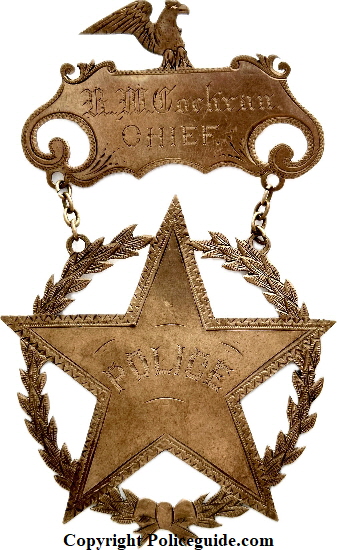 10k gold Oklahoma City Chief R. M. Cochran suspension badge