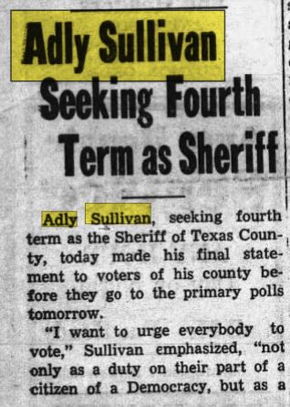 Sheriff Adly Sullivan July 11, 1938 Guymon Daily Herald