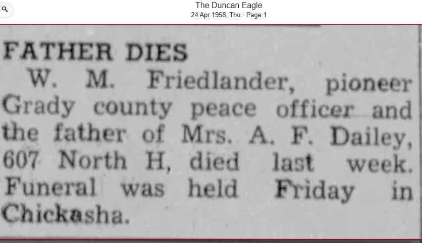 The Duncan Eagle April 24, 1958 obit