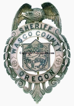Jeweler made Sheriff of Wasco County Oregon badge, sterling silver, hand engraved with hard fired enamel.  