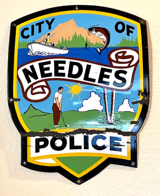 Needles Police Porcelain sign 19.5 tall
