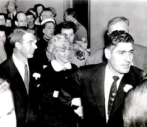 Reno Barsocchini leading newlyweds Marilyn Monroe and Joe DiMaggio as they left the wedding ceremony. Reno Barsocchini leading newlyweds Marilyn Monroe and Joe DiMaggio as they left the wedding ceremony.