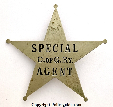 Central of Georgia Railway, Special Agent 1st issue badge made by American Railway Supply Co. New York.
