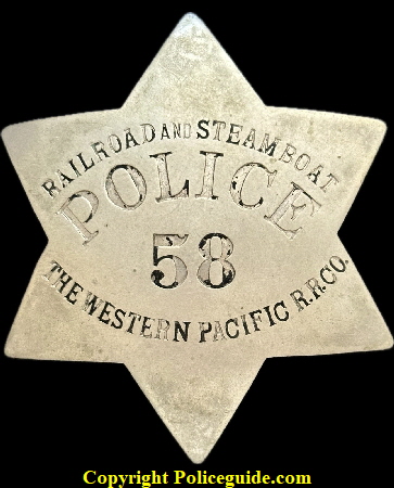 Railroad and Steamboat Police 58 Western Pacific RR