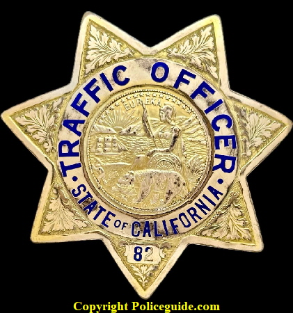 Traffic Officer State of California star No. 82 made by Ed Jones Oakland CAL.
