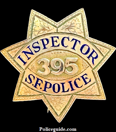 San Francisco Police Inspector 14k gold Star 395, made by Mario Sabatino Jewelry and issued to Patrick J. Crowley who was appointed to the department August 16, 1920.