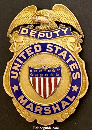 Deputy U. S. Marshal badge worn by Lawrence McInerney circa 1944.