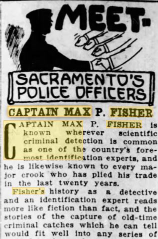 Sac Bee 25 Aug 1923 Meet Max Fisher 1