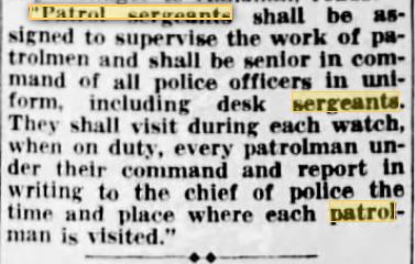 Patrol Sgt duties 16 Jun 1933