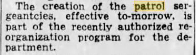 Sac Bee 16 Jun 1933 Patrol Sgt's created.