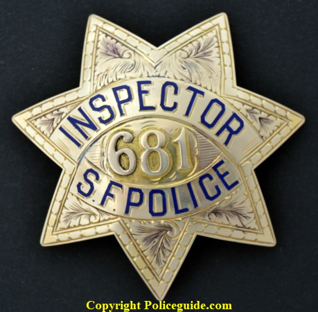 SFPD-Inspector Star No. 681 made by Morgen Jeweler San Francisco. SFPD-Inspector Star No. 681 made by Morgen Jeweler San Francisco.