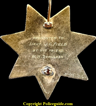 Presented to Lieut. J. C. Field By HIs Friend W. H. Schulken.