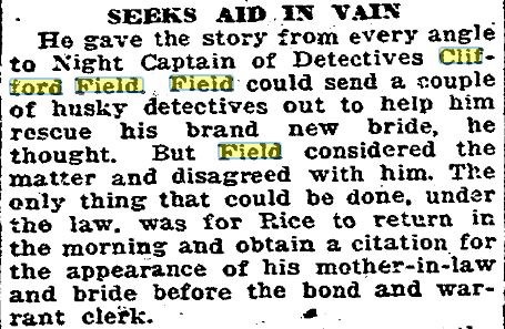 San Francisco Chronicle July 28, 1920 Night Captain