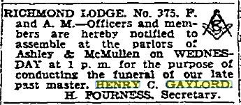 SFPD Ret A154 Gaylord Obit 2 SF Chron 7-22-30 pg21