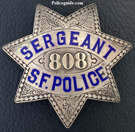 San Francisco Police star #808, issued to Danield J. OBrien on 