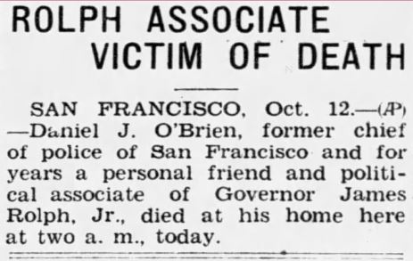Obit Daniel J. O'Brien The Olympian October 13, 1933 1