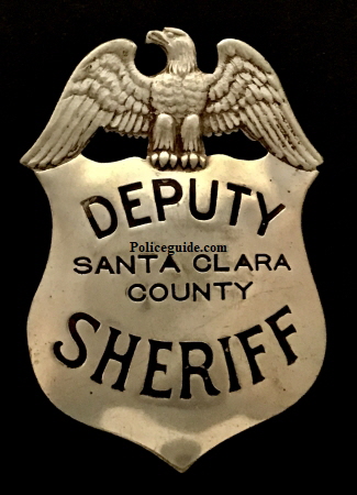Santa Clara County deputy sheriff badge, circa 1930.  Nickel silver, made by Ed Jones Co.