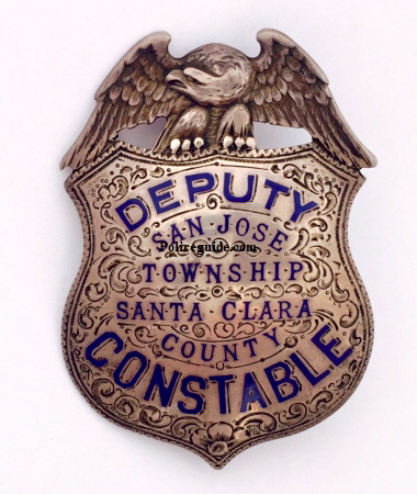 San Jose Township Santa Clara County deputy constable badge, circa 1930.  Sterling silver, hand engraved.
