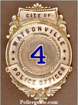 Watsonville Police badge #4, made of sterling silver.