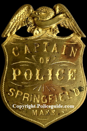 Captain of Police badge, Springfield, Mass made by S. A  French N.Y.  Worn by Captain Charles A. Wade.