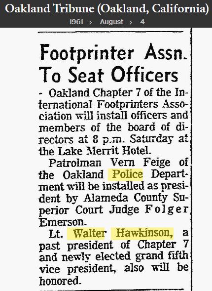 Oakland Tribune August 4, 1961 Footprint