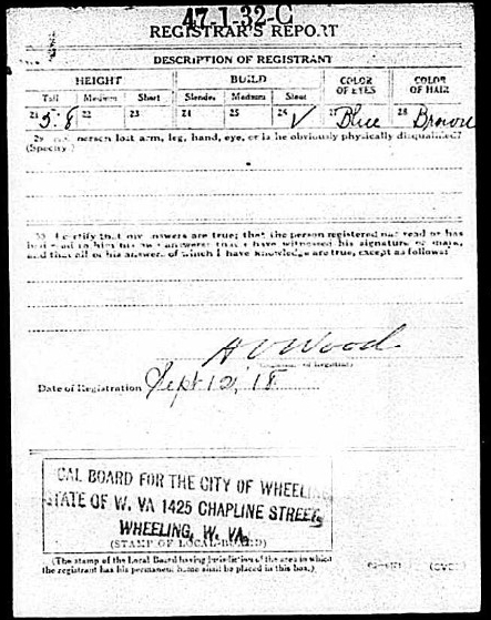 WW1 1917 Draft Reg Card Fred H. Frazier 2