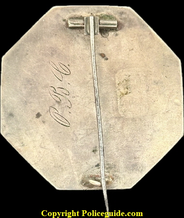 Worcester Police shield resverse with initials P. B. C.