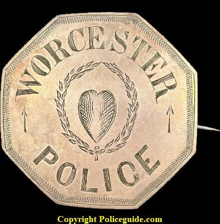 Worcester Police shield with the city seal featuring a heart.