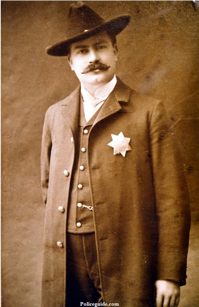 Charles J.McCoy, one of California's native sons, having been born in Marysville, October 16, 1874.  From April 2, 1900, until 1914, he served as police officer and Chief of the Police department of Marysville. In 1914 he was elected Sheriff of Yuba County, assuming his new duties as Sheriff in January 1915, a position he held for 32 years until 1946.