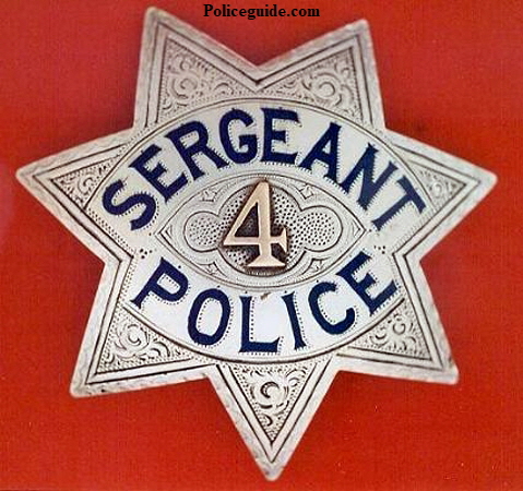 Sacramento Sergeant badge #4 made by Sacramento jeweler J. N. Phillips.  